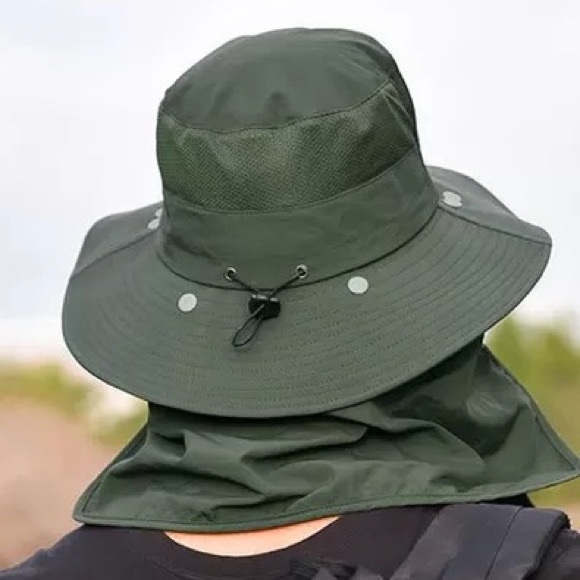 2 X Sun Protection Hats Removable Mesh Face Neck flaps Adjustable Size Unisex - Picture 14 of 14